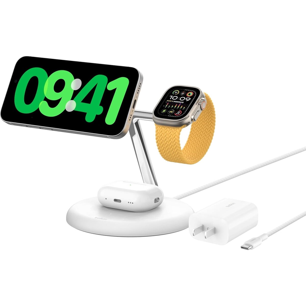 Cargador Inalámbrico 3 En 1 Belkin Magsafe Qi2 15w Para Iphone, Airpods Y Apple Watch