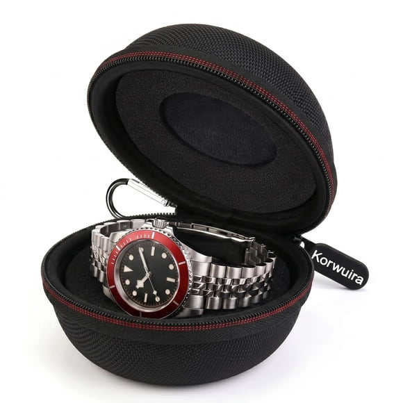 Estuche de viaje para reloj Korwuira 35‑52 mm negro con mosquetón