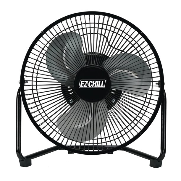 Ventilador de Piso EZ-CHILL 9" con Soporte, 3 Velocidades, Inclinación Ajustable, Metal