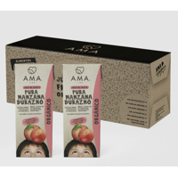 Pack 24 Jugos Líquido Durazno Manzana Ama Orgánico Individuales 200Cc
