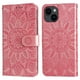 thumbnail image 5 of Funda tipo cartera FOXDOCK para iPhone 14 , diseño girasol en relieve, cuero PU, cierre magnético, soporte y tarjetero, 5 of 5