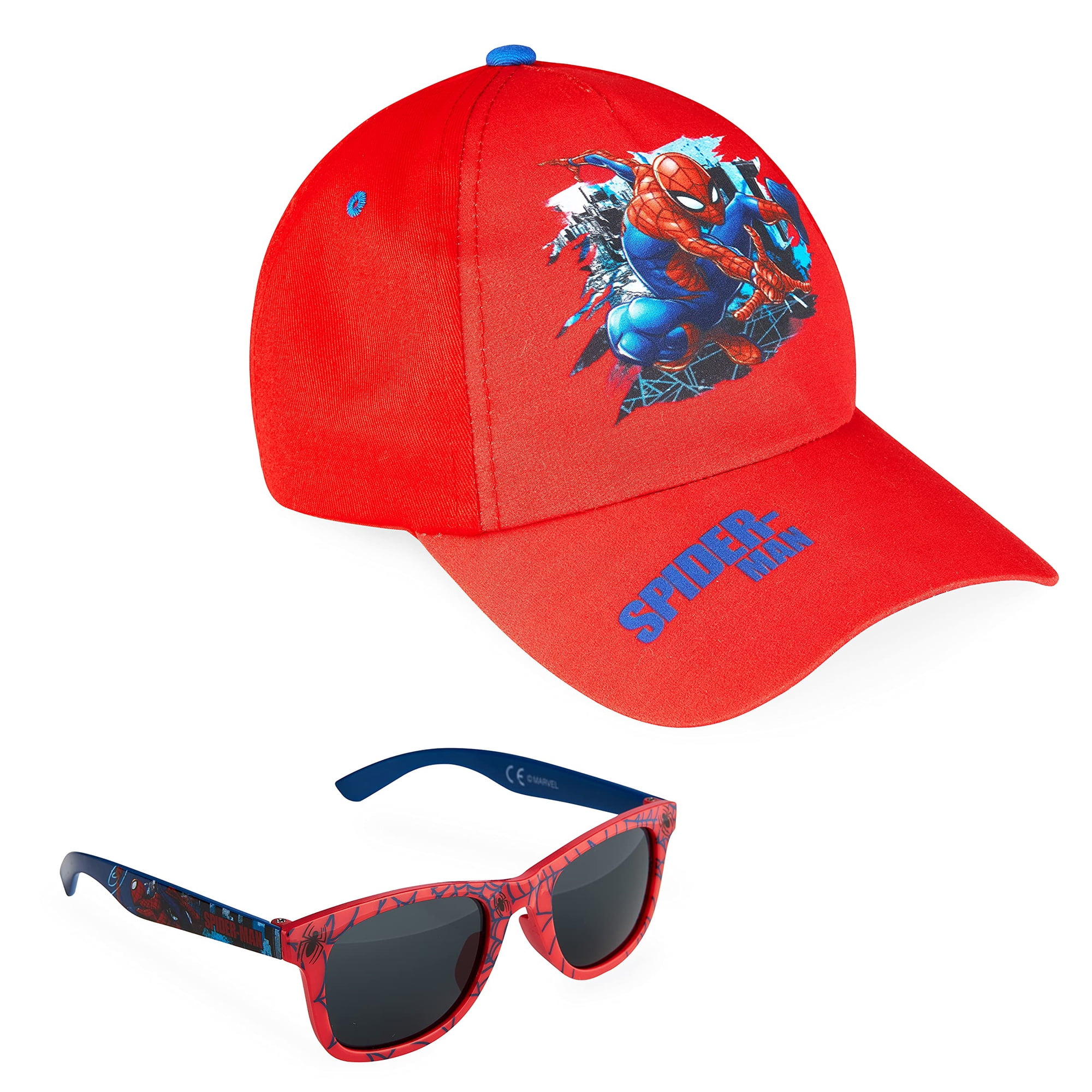Marvel - Set De Gorra De Béisbol Spiderman Para Niños Con Sombrero Y Gafas De Sol