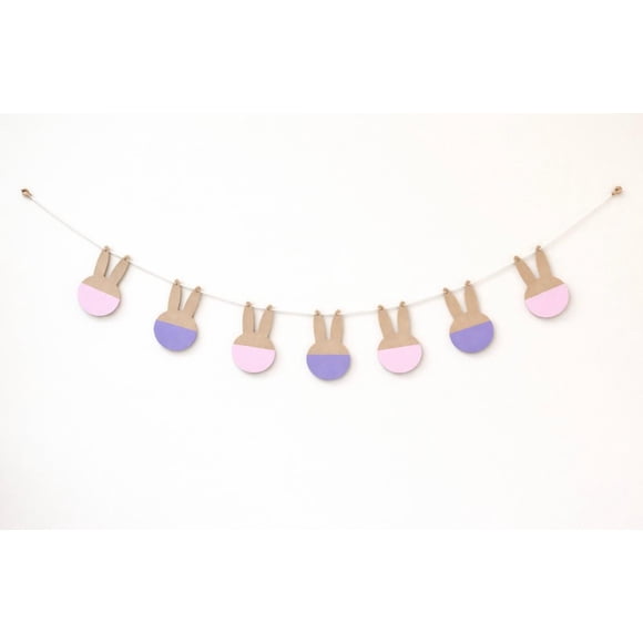 Banderin decorativo de madera para piezas de niños modelo conejo de 1.50m