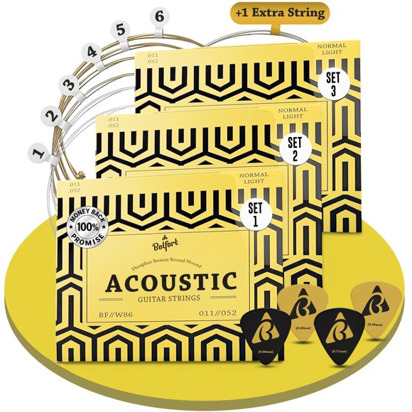 Cuerdas Belfort Phosphor Bronze para Guitarra Acústica - Pack de 3
