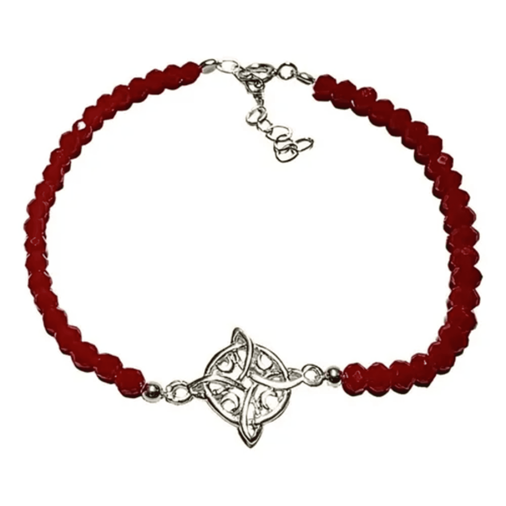Genérico - Pulsera Nudo Brujas Cristales Rojos Plata Protección
