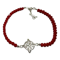 Genérico - Pulsera Nudo Brujas Cristales Rojos Plata Protección