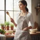 thumbnail image 2 of Delantal de Cocina Vintage con Flores y Bolsillo para Mujer 70cm, 2 of 5