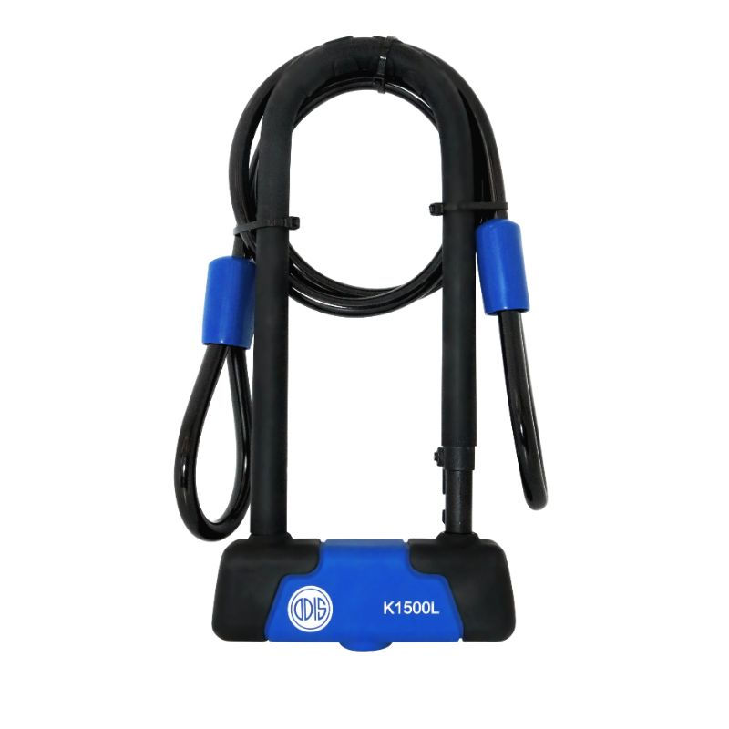 Set Candado U Lock R1500L 15X285Mm Azul/Negro Llave Mapa Bt + Cable 10Mm X 1.2 M Bt Metal Odis