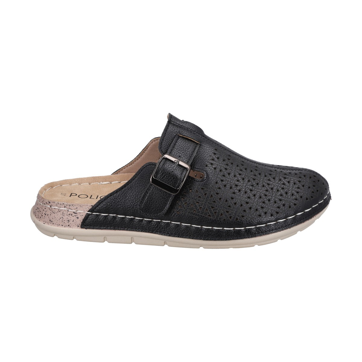 Zueco Mujer Negro/Camel Marina Police