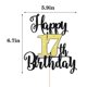 thumbnail image 2 of Decoración para tartas Dxsdgetue con purpurina para cumpleaños número 17, color negro y dorado, 2 of 8