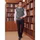 thumbnail image 2 of INSPIRE CHIC Chaleco de Punto Clásico sin Mangas para Hombre con Cuello en V y Diseño de Rombos S Gris Oscuro, 2 of 6