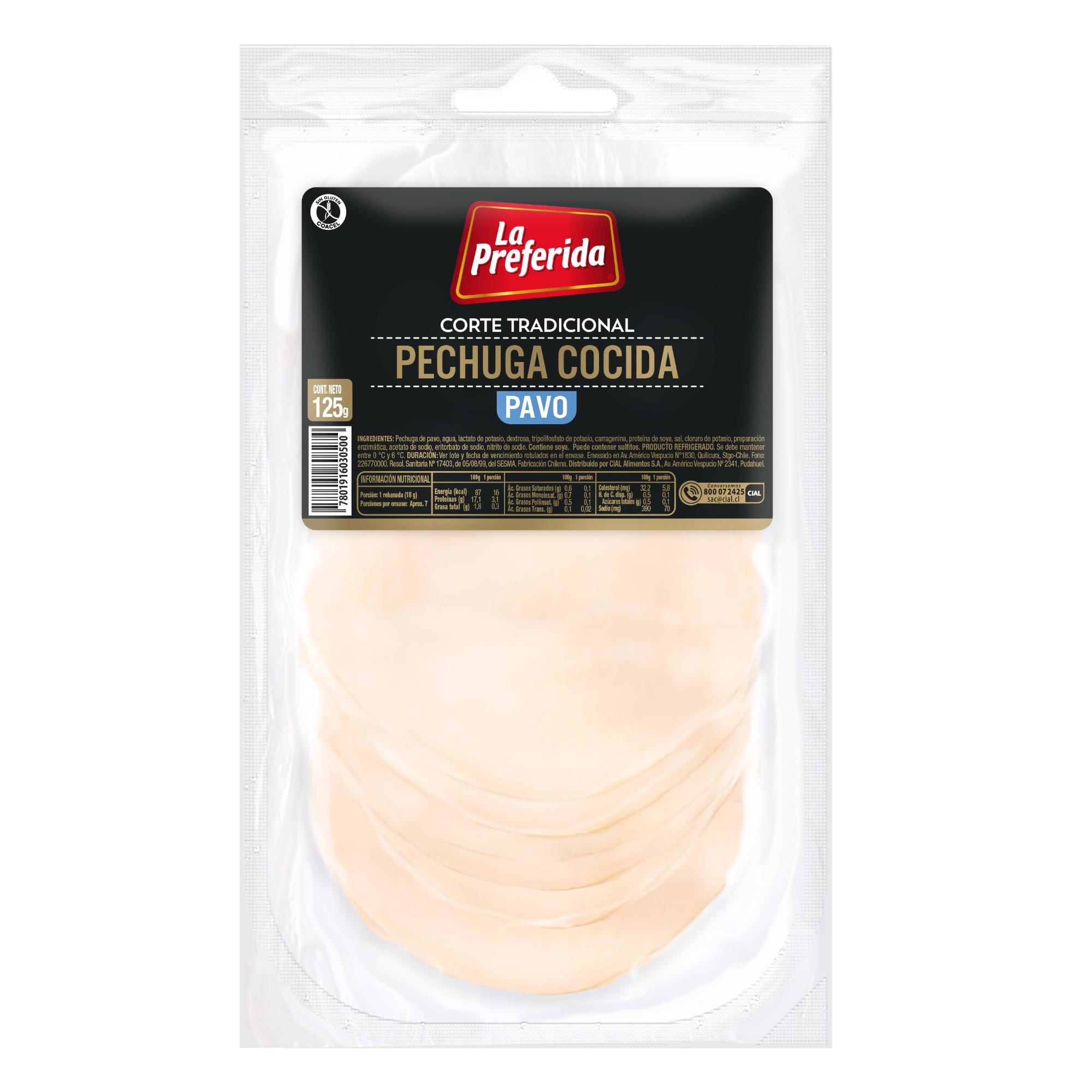 Pechuga De Pavo Cocida 125 g La Preferida