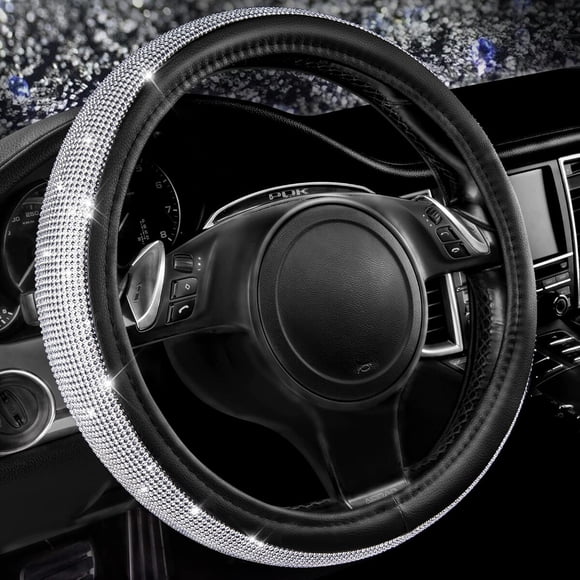 Funda Volante Cuero Con Diamantes 15 5in Plata