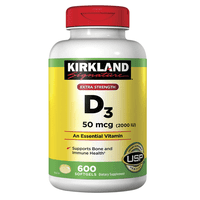 Kirkland Signature - Vitamina D3 2000 Iu, 600 Caps, Kirkland, Producto Americano