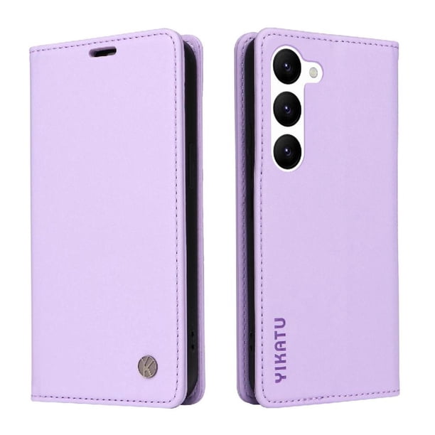 Funda Billetera de Cuero para Samsung Galaxy S23 Plus con Tarjetero y Soporte - Tapa Magnética Morado