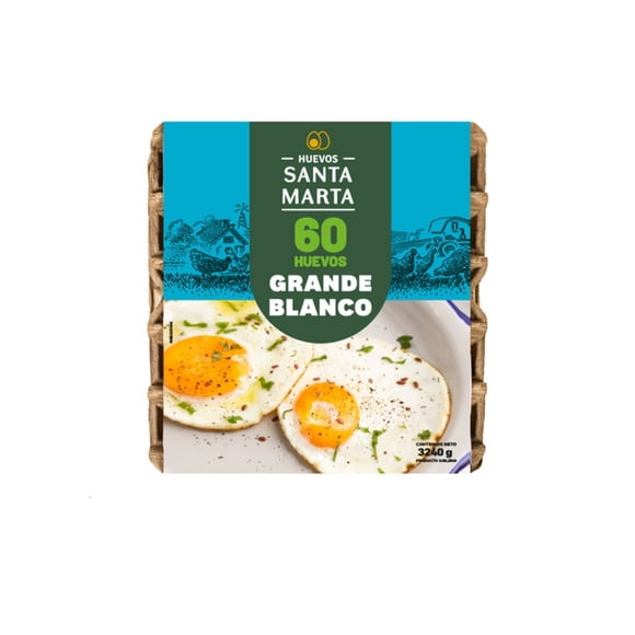 Huevo santa marta grande blanco 60 un, 3240 ml