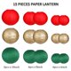 thumbnail image 2 of Set de faroles decorativos de papel zilue verde/rojo/dorado, 15 unidades, 2 of 7
