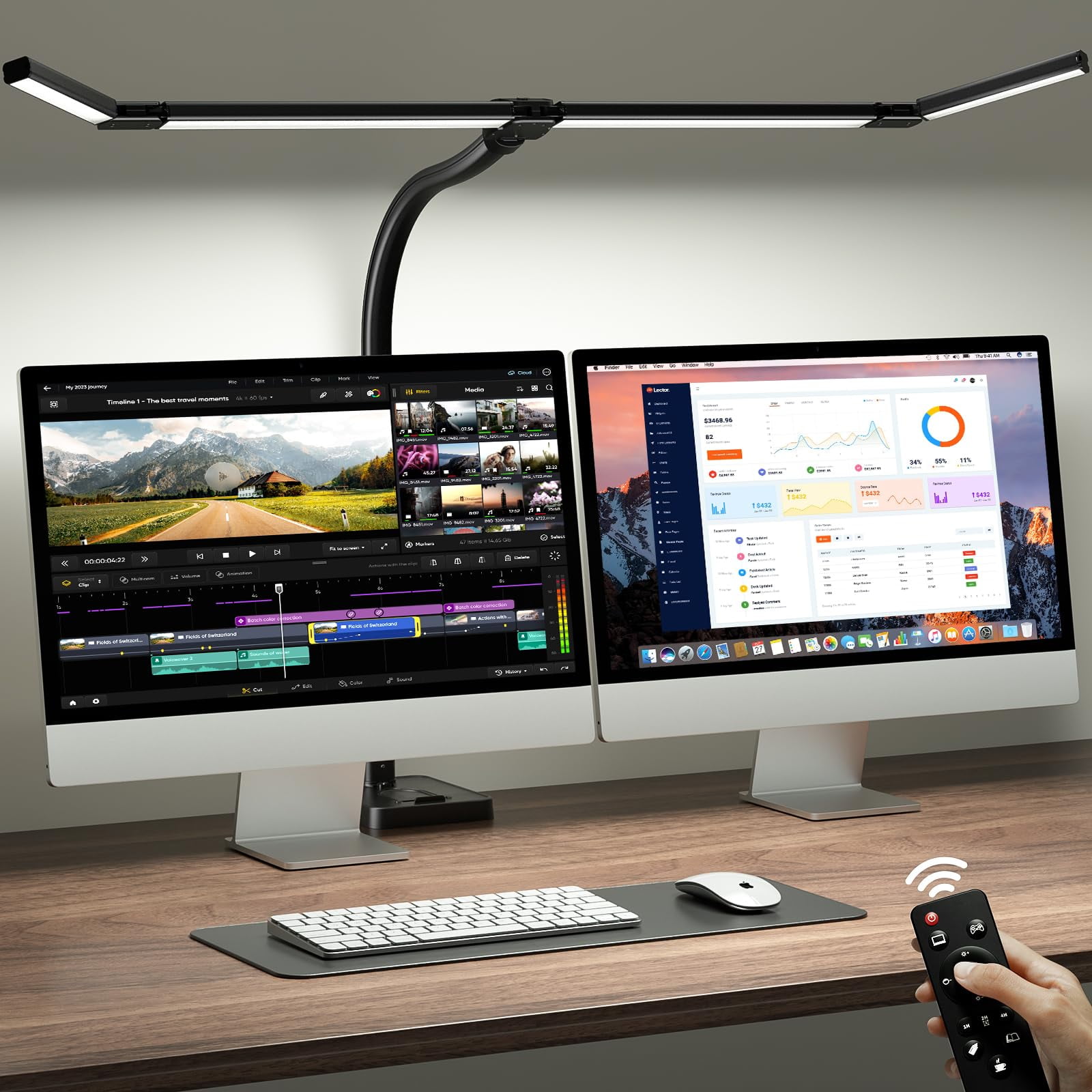 Lámpara De Escritorio Onemix 42" Led Con Control Remoto Y Brillo Ajustable