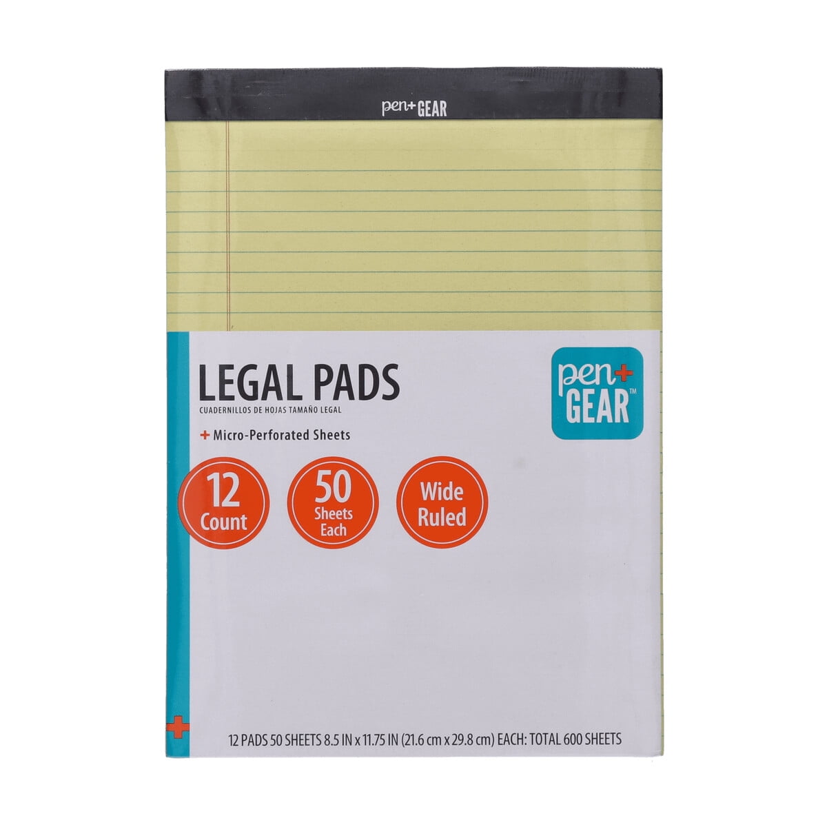 Block Legal Pen Gear 8.5x11.75 50 Hojas Rayado Ancho 12 Unid