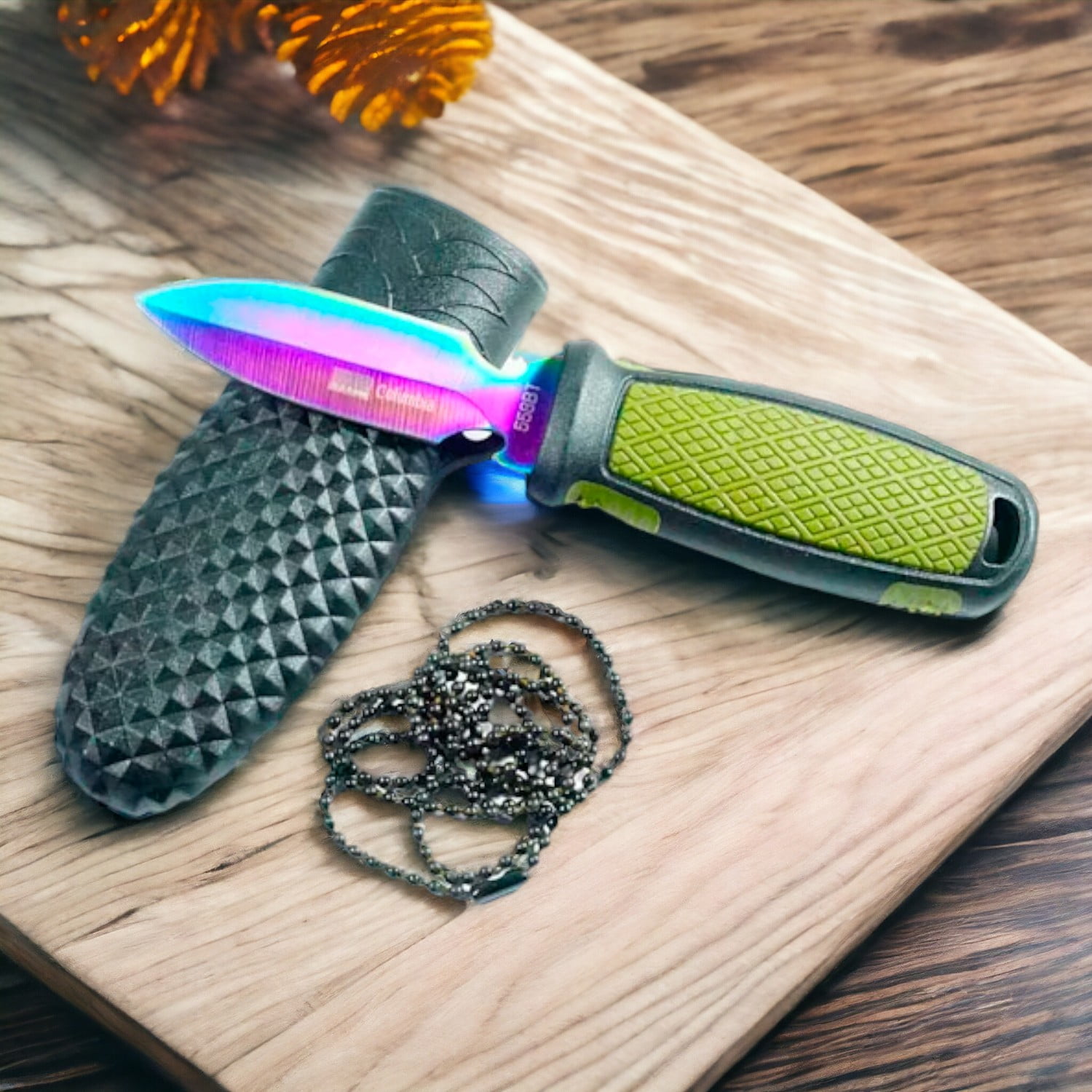 Genérico - Mini Cuchillo Green Tornasol Con Cadena Ak97 Navaja Corta Pluma Cuchillo Cortapluma