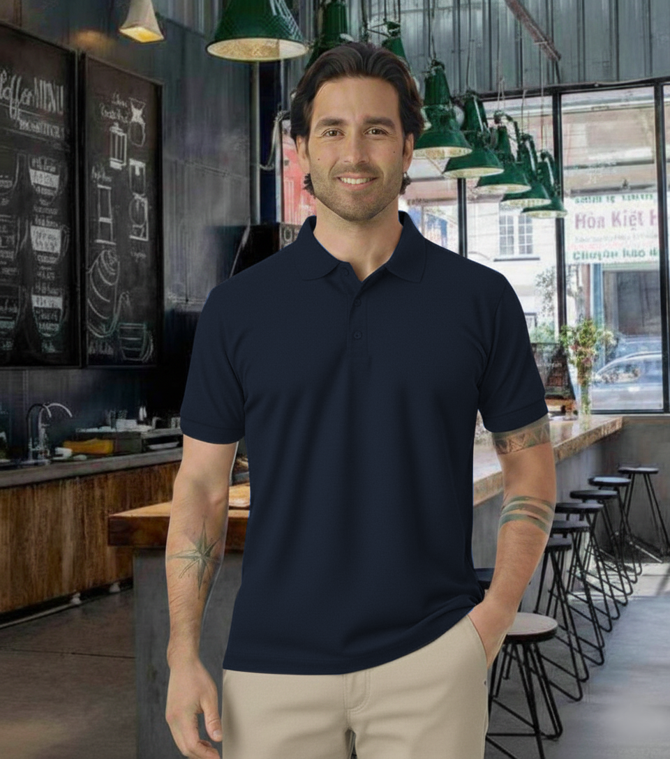 T-World - Polera Piqué Manga Corta Premium 60/40 Ideal Para Bordar Azul