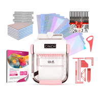 We R Memory Keepers - Kit De Encuadernadora Cinch Rosada Perforación Cuadrada + Reglas E Insumos