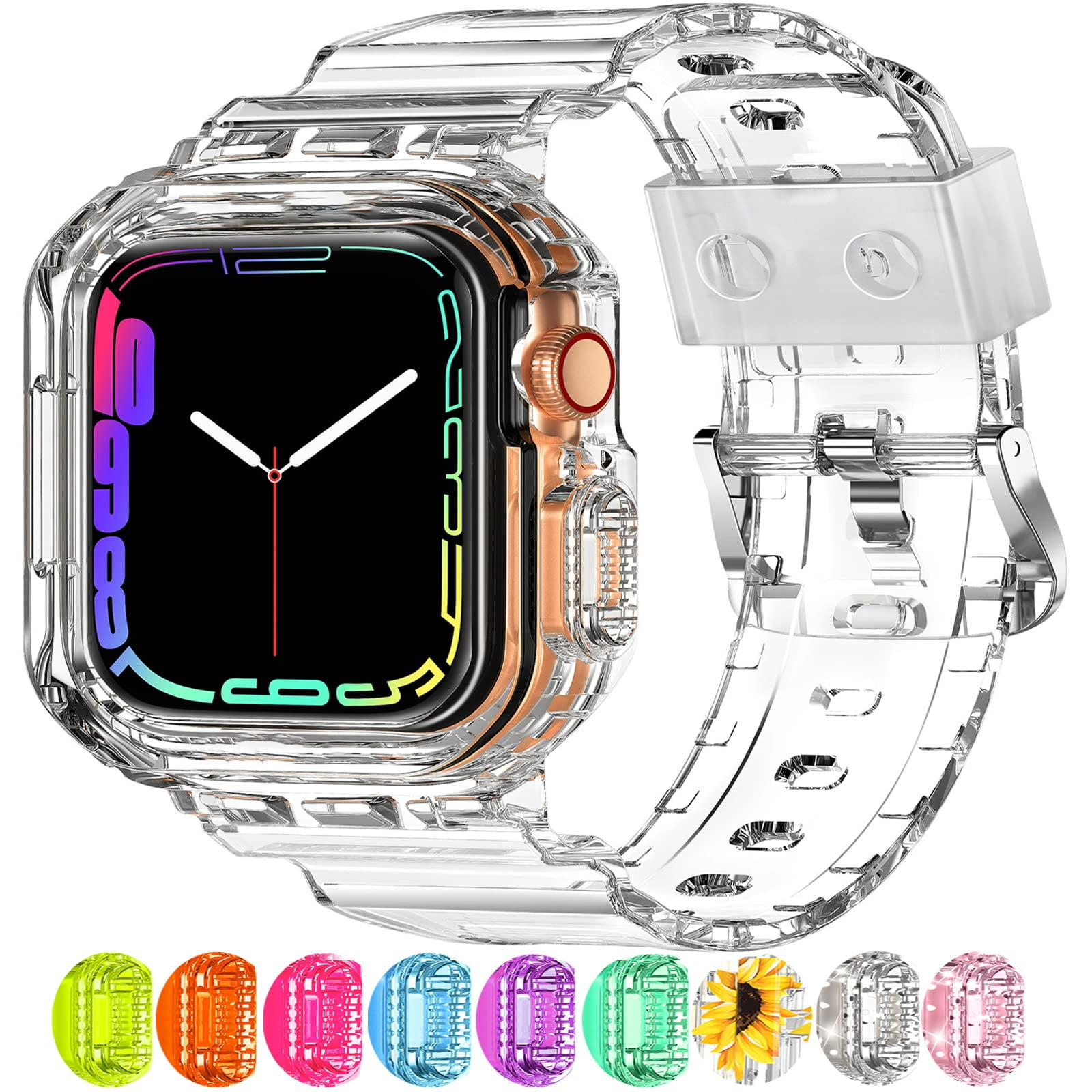 Correa Para Apple Watch Xyf Transparente De 42/44/45 Mm Con Funda Protectora