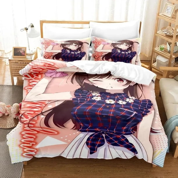 Rent A Girlfriend Bedding Set Duvet Cover Bed Set Quilt Cover Pillowcase Comforter Size Boys Adult Bedding Set Bed Sheets