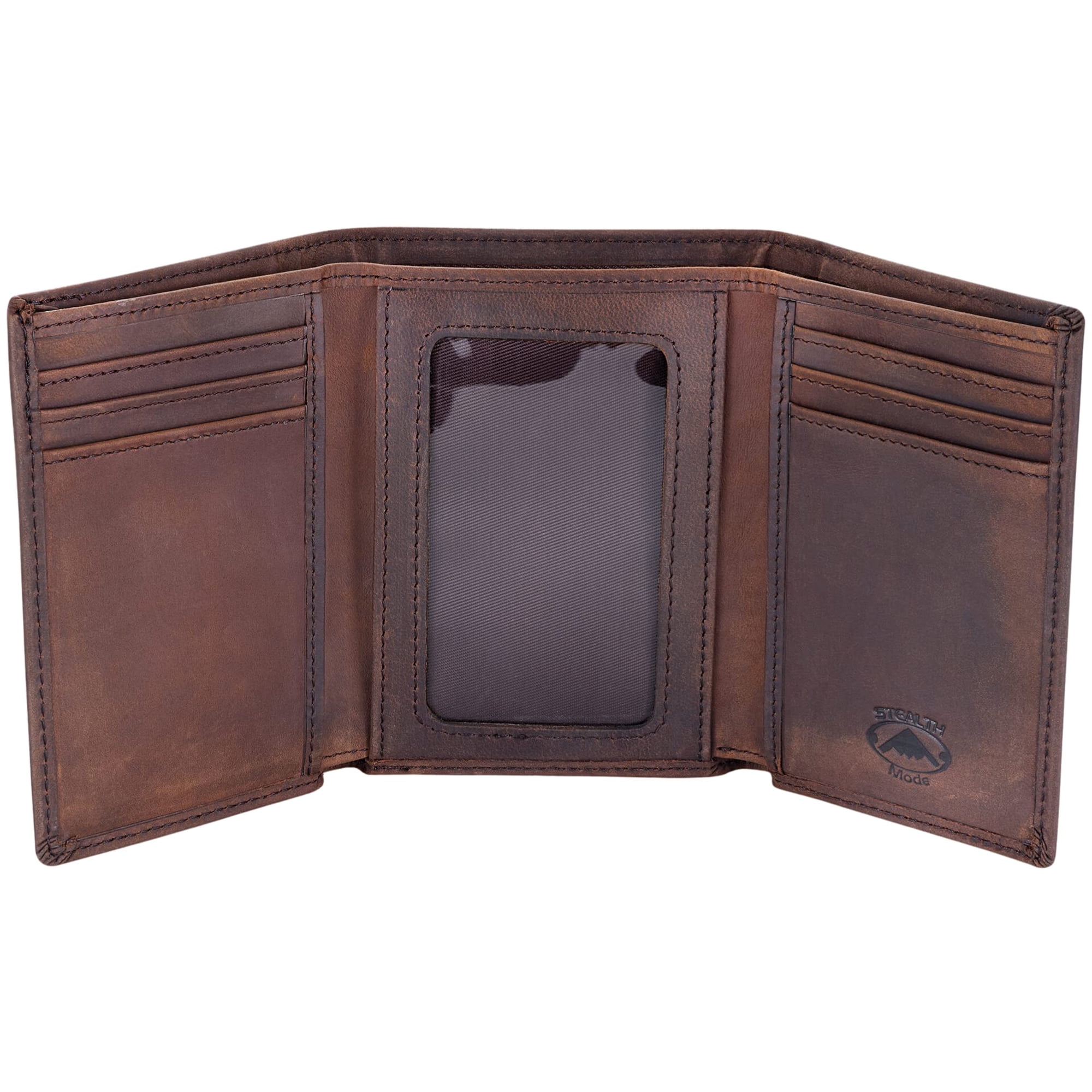 Billetera Stealth Mode De Piel Triple Con Bloqueo Rfid Para Hombre, Marrón