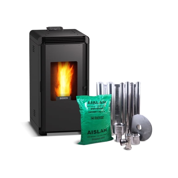 Pack Estufa a pellet Hera+ Charcoal + Kit de instalación Interior