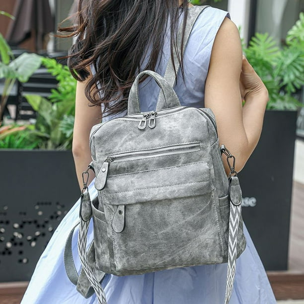 Leather Travel Fashion Backpack Purse for Women Multipurpose Designer Ladies Shoulder Bags with Tassel Two-toned Brown Handbag