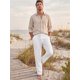 thumbnail image 2 of INSPIRE CHIC Pantalones de Lino Transpirables con Cordón y Textura a Rayas para Hombre, Ajuste Relajado, Talla 2XL, Blanco, 2 of 5