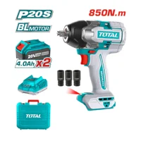 Llave De Impacto 1/2"" 850 Nm Industrial Brushless Con 2 Baterías 4Ah, 3 Dados Y Cargador Total