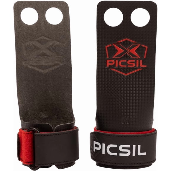 Grips PICSIL de fibra de carbono, 2 agujeros, rojo, talla L