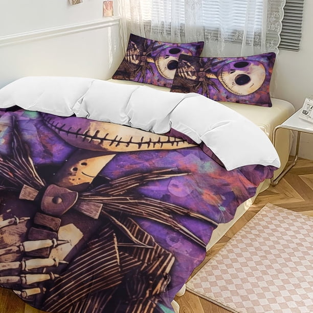 Purple Oil The Nightmare Before Christmas Comforter Set Soft 3 Pcs Twin Bedding Sets Thicken for All Season