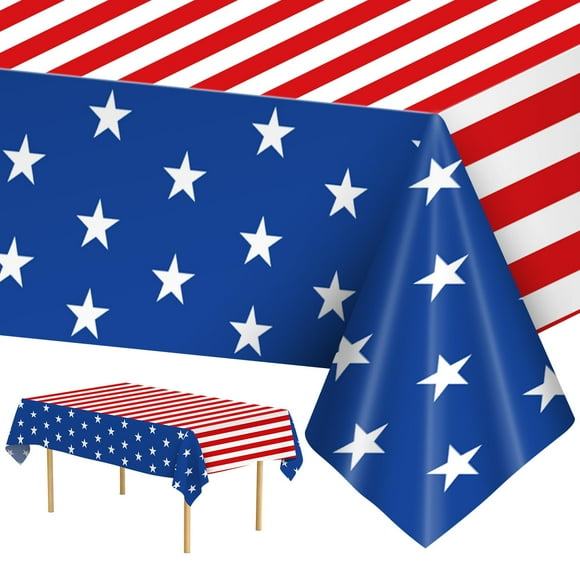 Mantel Litmitfu con la bandera estadounidense del 4 de julio, 137 x 274 cm, PE x2