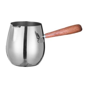 Magideal - Cafetera Turca, Sartén Para Derretir Chocolate, Superficie Lisa, Mango De Madera Para Té Caliente, Chocolates Calientes, Cafetera, Calentador De Leche 300Ml