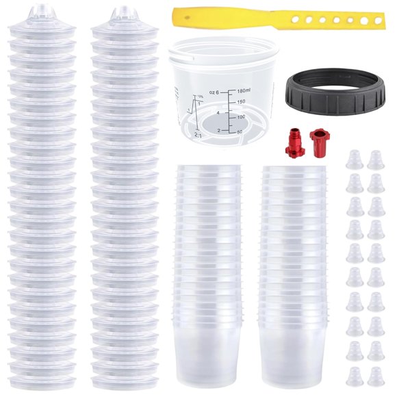 Sistema de vaso para pistola de pintura Throohills 180 ml, kit de 50 vasos