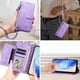 thumbnail image 2 of Funda tipo cartera para ZTE Axon 60 4G con bolsillo con cremallera, tarjetero, soporte, correa para la muñeca y tapa de cuero morado, 2 of 5