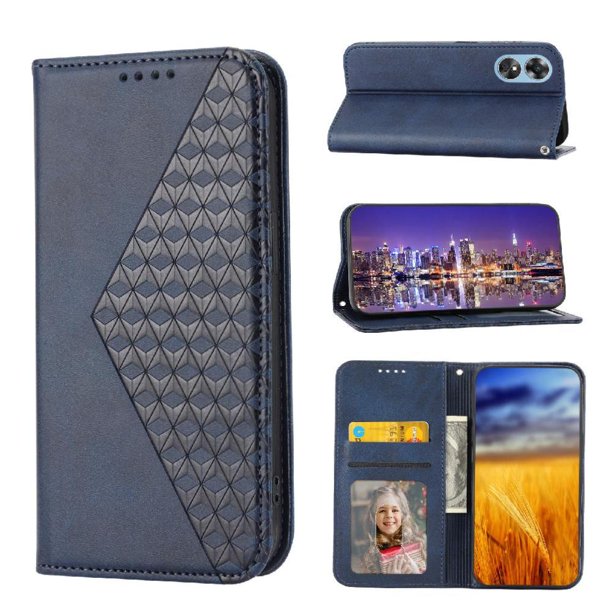 Funda Flip FOXDOCK para OPPO Reno 8T 4G , Estilo Billetera con Diseño Rombo, Correa de Mano y Soporte, Uso Diario