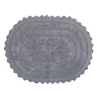 Alfombra De Baño Dii Crochet Collection Reversible Pequeña Ovalada Gris