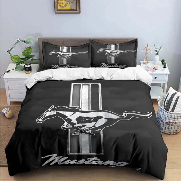Mustang Car Logo Bedding Set Boys Girls Duvet Cover Pillowcase Bed boys Adult Home Textileextile