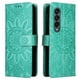 thumbnail image 3 of Funda tipo cartera FOXDOCK para Samsung Galaxy Z Fold 4 , diseño girasol en relieve, cuero PU, cierre magnético, soporte y tarjetero, 3 of 5