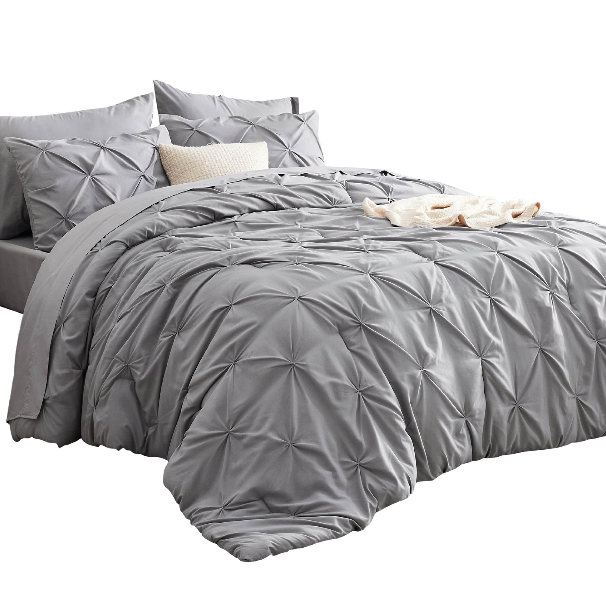 Juego De Edredón Bedsure King Size, 7 Piezas, Ropa De Cama Gris