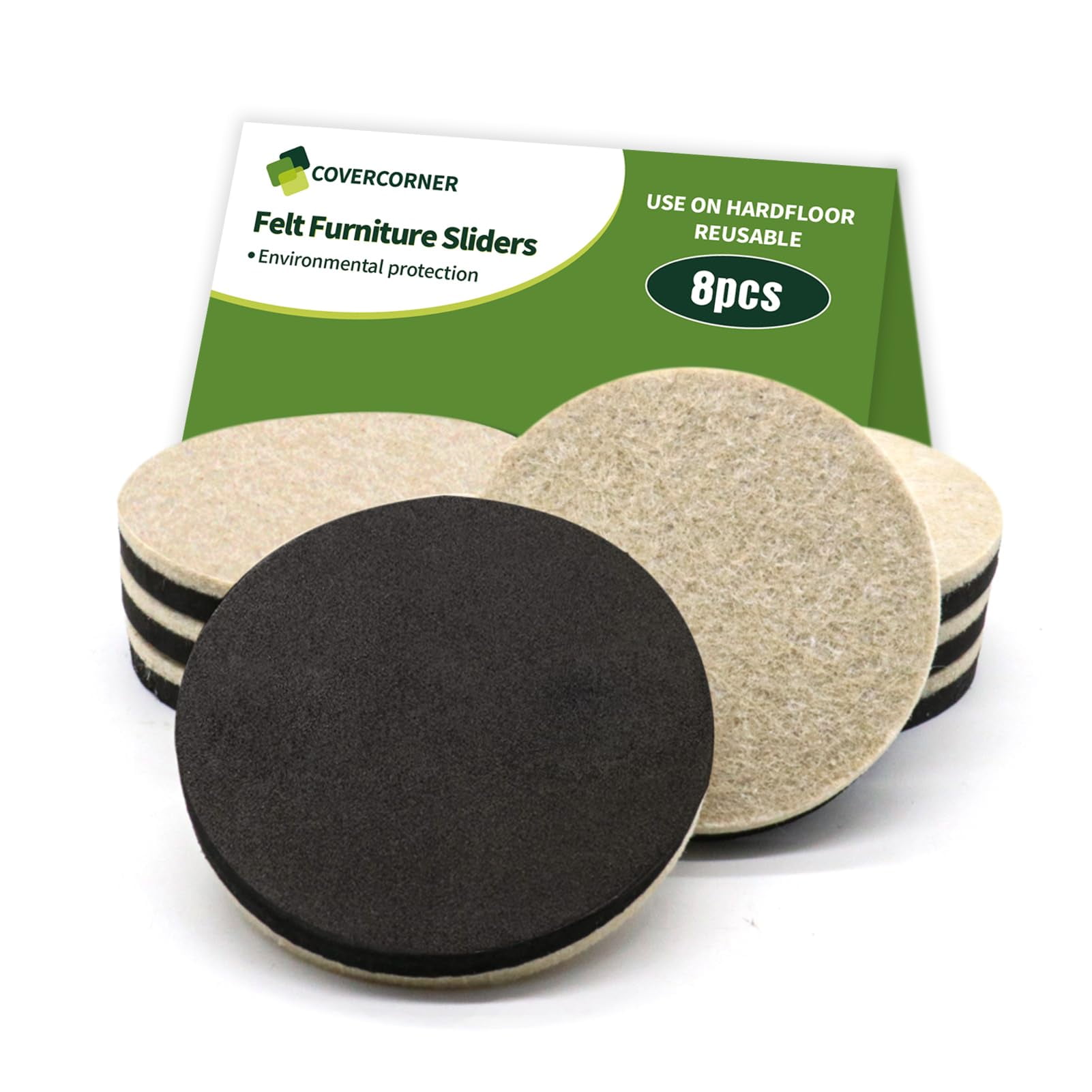 Correderas De Fieltro Covercorner Para Pisos De Madera, 8 Unidades
