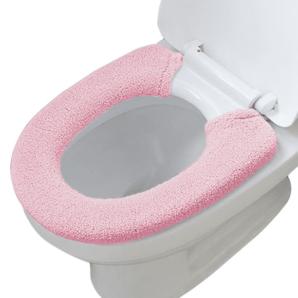 Funda para asiento de inodoro con broches, fija, elástica, lavable, de fibra, fácil de instalar y limpiar.