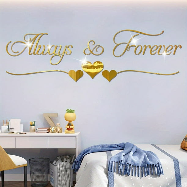 15pcs Romantic Love Quote Mirror Stickers, 3D Mirror Wall Sticker, Removable DIY Decal Mural Wallpaper For Room Bedroom Living Room Background Wall Arrangement, Self-adhesive Acrylic Decorative Wall