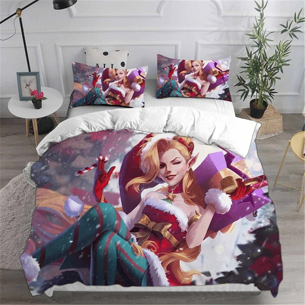 Anime LOL Jinx Arcane Bedding Set Quilt Cover Bed Cover with Pillowcase Boys Adult Home Textile