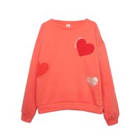 Pillin - Polerón Niña Cuello Redondo Estampado Corazones Naranjo