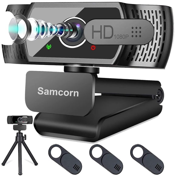 Cámara web Samcorn 1080P HD USB con micrófono para escritorio